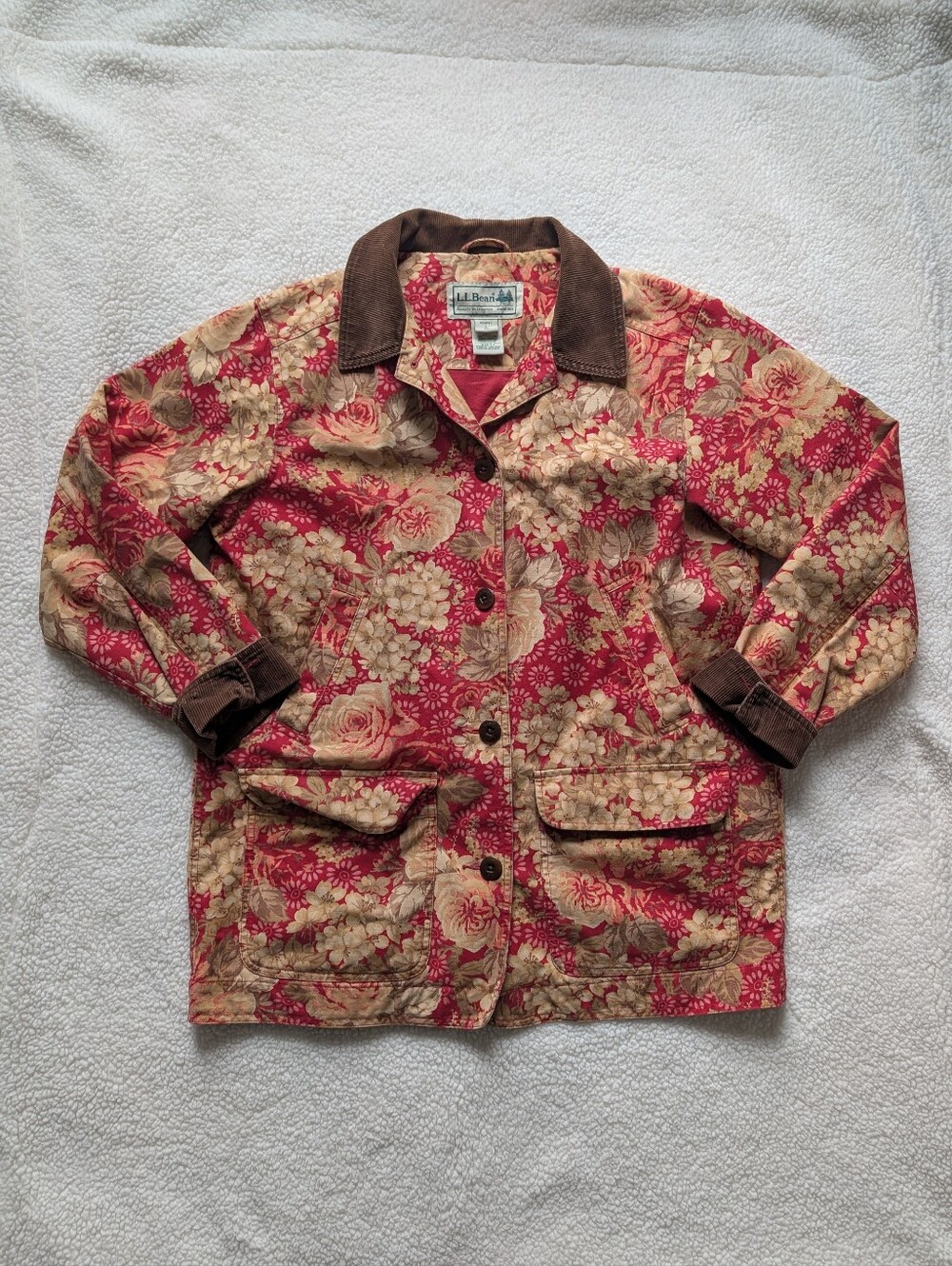 LIKE NEW vintage 90's LL Bean floral chore coat corduroy barn jacket